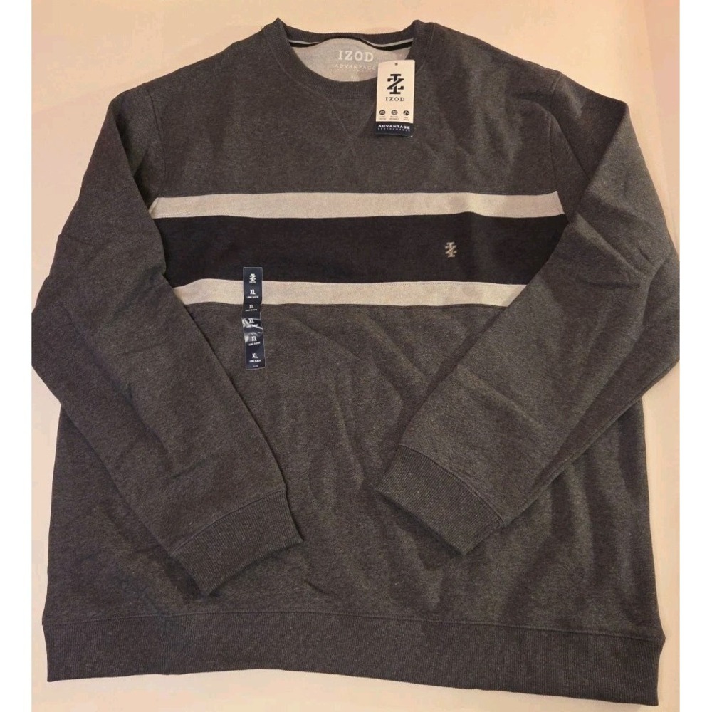 Izod Sweatshirt Advantage Performance Men's NWT Pull Over Crew Neck XL Grey